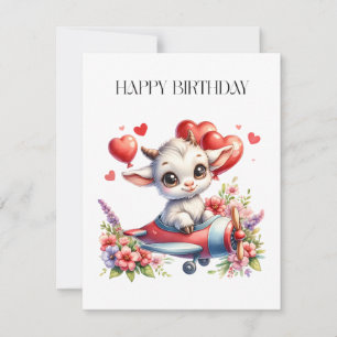 Goat Pilot Birthday Card