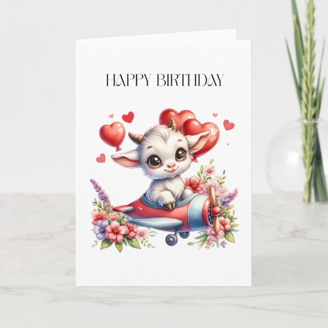 Goat Pilot Birthday Card (Front)