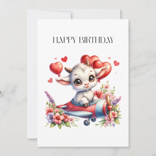 Goat Pilot Birthday Invitation (Front)