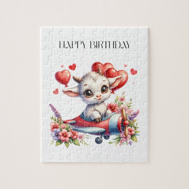 Goat Pilot Birthday Jigsaw Puzzle (Vertical)