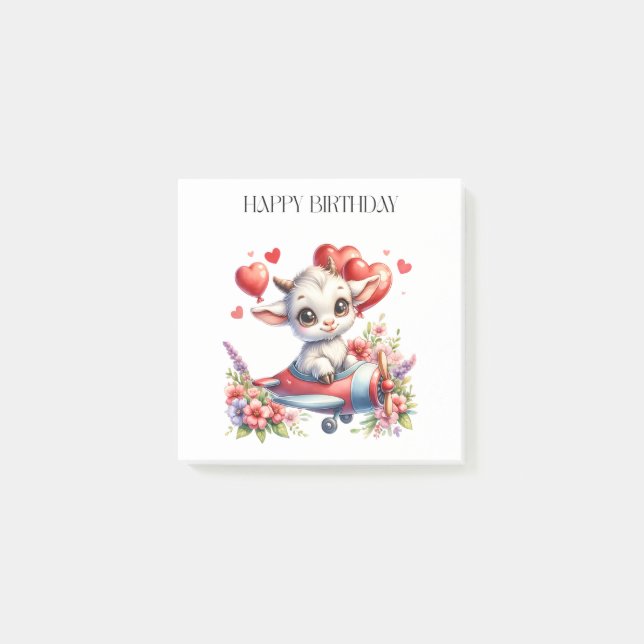 Goat Pilot Birthday Post-it Notes (Front)