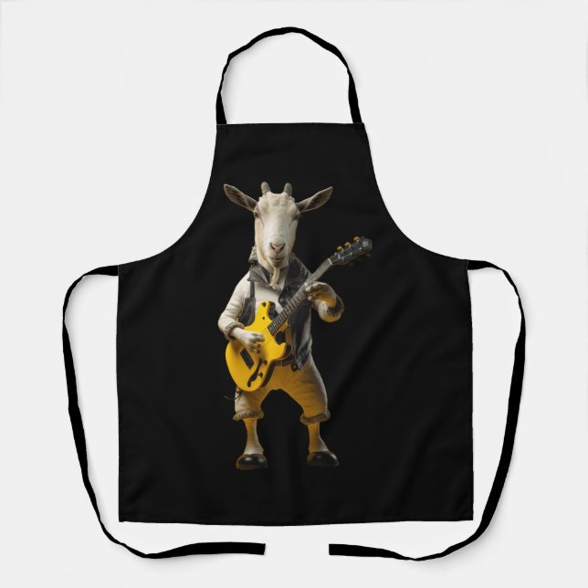 Goat Playing Guitar Goat Musician Guitarist Marchi Apron (Front)