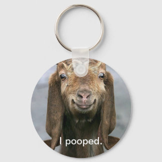 Goat pooping keychain