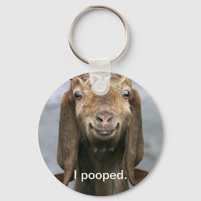 Goat pooping keychain (Front)