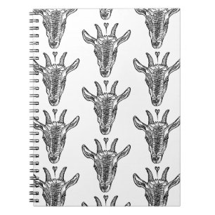 Goat Portrait with Heart Spiral Photo Notebook