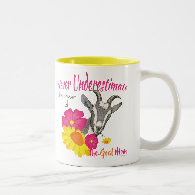GOAT | Power of the GOAT MOM by GetYerGoat Two-Tone Coffee Mug (Right)