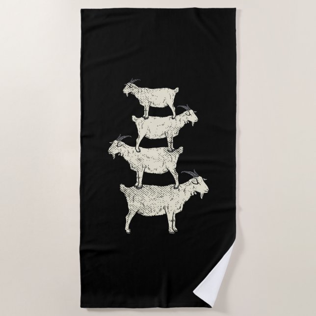 Goat Retro Beach Towel (Front)
