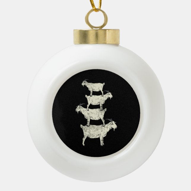 Goat Retro  Ceramic Ball Christmas Ornament (Front)