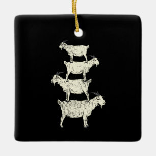 Goat Retro  Ceramic Ornament