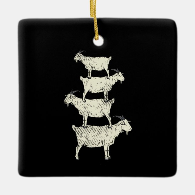 Goat Retro  Ceramic Ornament (Front)