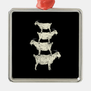 Goat Retro Metal Ornament
