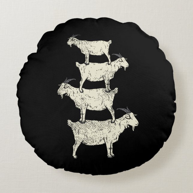 Goat Retro  Round Pillow (Front)