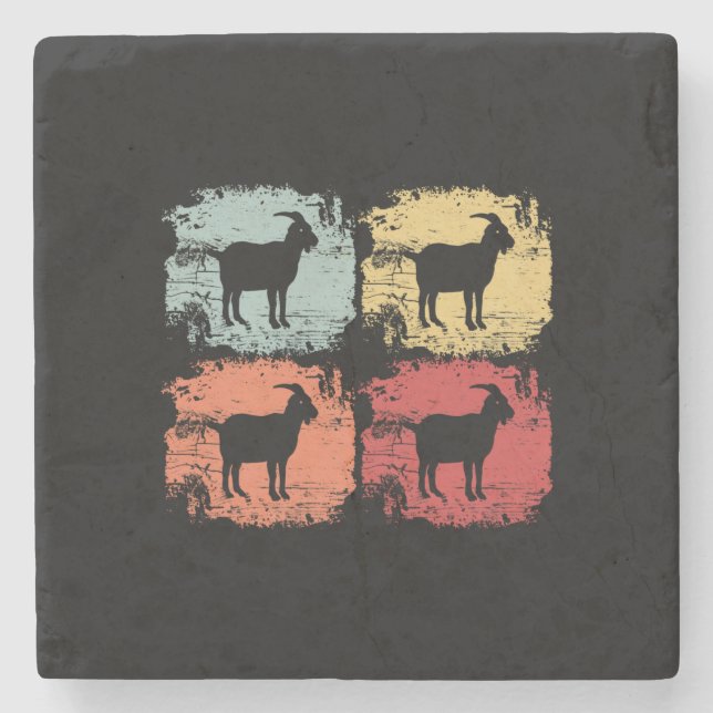 Goat Retro Vintage Stone Coaster (Front)