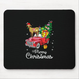 Goat Rides Red Car Christmas Mouse Pad