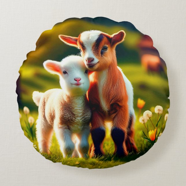 goat round pillow (Front)