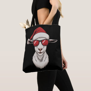 Goat Santa Hat Funny Cute Farm Animal Farmer Xmas Tote Bag