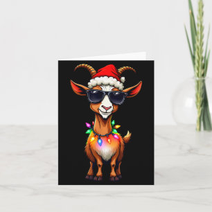 Goat Santa Hat Lights Christmas Cute Xmas Pajama  Card
