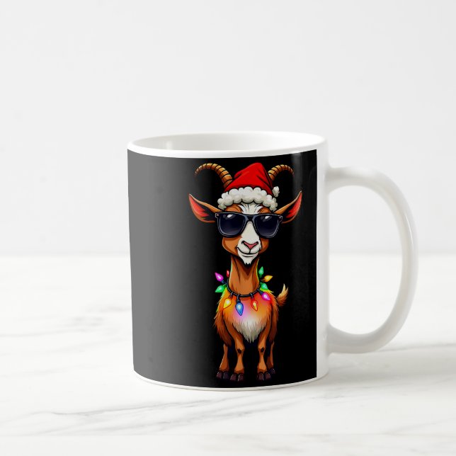 Goat Santa Hat Lights Christmas Cute Xmas Pajama  Coffee Mug (Right)