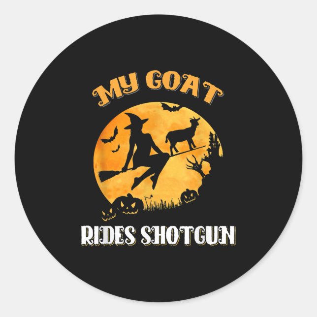 Goat Shotgun Scary Halloween Classic Round Sticker (Front)