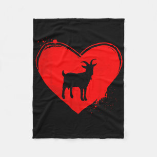 Goat Silhouette Heart Shape Valentine Goat Lovers Fleece Blanket