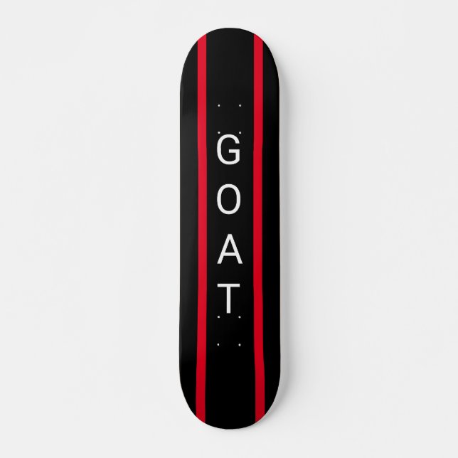 "GOAT" Skateboard, black and red, customizable Skateboard (Front)