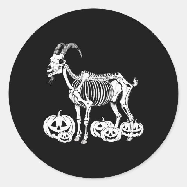 Goat Skeleton Birthday Halloween Mens Womens Kids  Classic Round Sticker (Front)