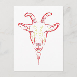 goat sketch postcard