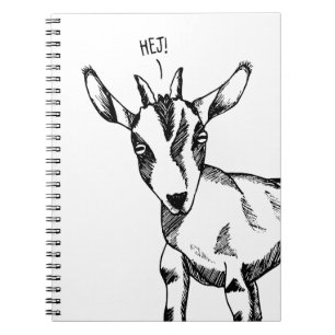 Goat Sketch saying "Hej!" Notebook