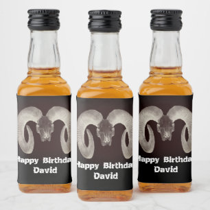 Goat Skull Face ,and Personalized Liquor Bottle Label
