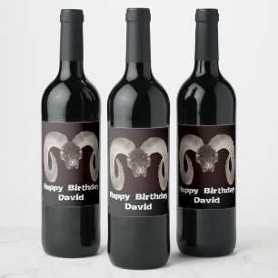 Goat Skull Face ,and Personalized Wine Label