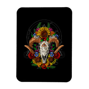 Goat Skull Psychedelic Sunflowers Magnet