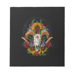 Goat Skull Psychedelic Sunflowers Notepad