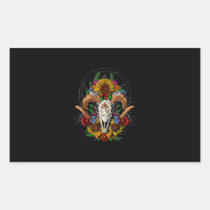 Goat Skull Psychedelic Sunflowers Sticker