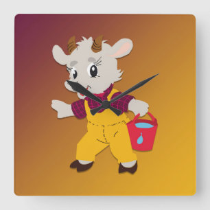 goat square wall clock