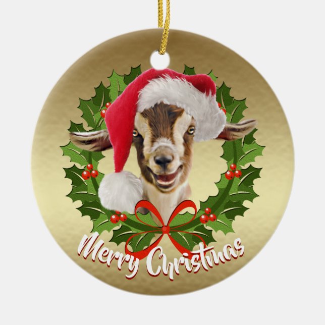 GOAT Toggenburg Enfant Père Noël Ornement de Noël (Devant)