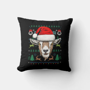 Goat Ugly Christmas Santa Xmas Gift Throw Pillow