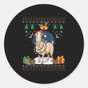 Goat Ugly Christmas Sweater Goat Lover Farmer Xmas Classic Round Sticker