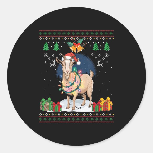 Goat Ugly Christmas Sweater Goat Lover Farmer Xmas Classic Round Sticker (Front)