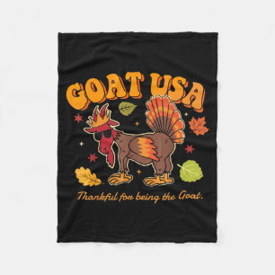 Goat Usa Thankful For Being The Goat Funny Thanksg Fleece Blanket