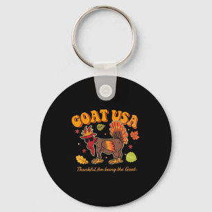 Goat Usa Thankful For Being The Goat Funny Thanksg Keychain