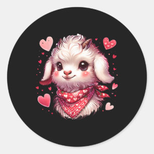 Goat Valentine Hearts Classic Round Sticker