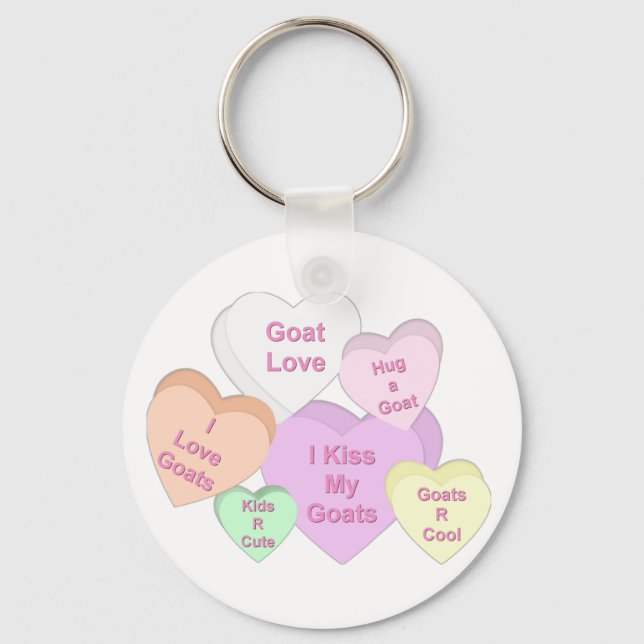 Goat Valentine Hearts Key Chain Goat Gift (Front)