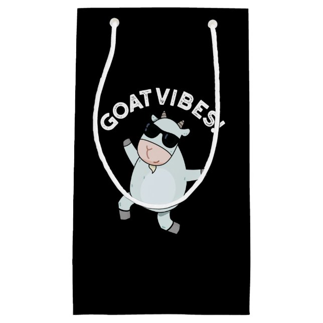Goat Vibes Funny Good Vibes Animal Pun Dark BG Small Gift Bag (Front)