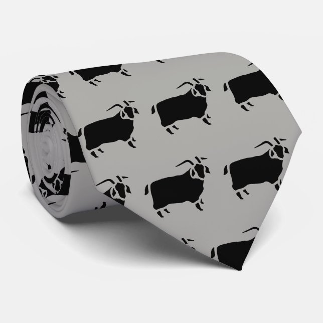 Goat Vintage Wood Engraving Tie (Rolled)