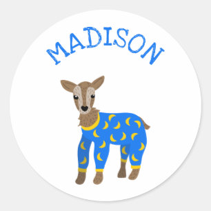 Goat Wearing Pyjamas Illustration Personalized Classic Round Sticker