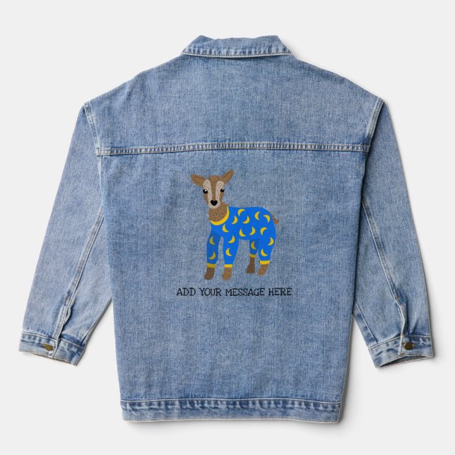 Goat Wearing Pyjamas Illustration Personalized Denim Jacket (Back)
