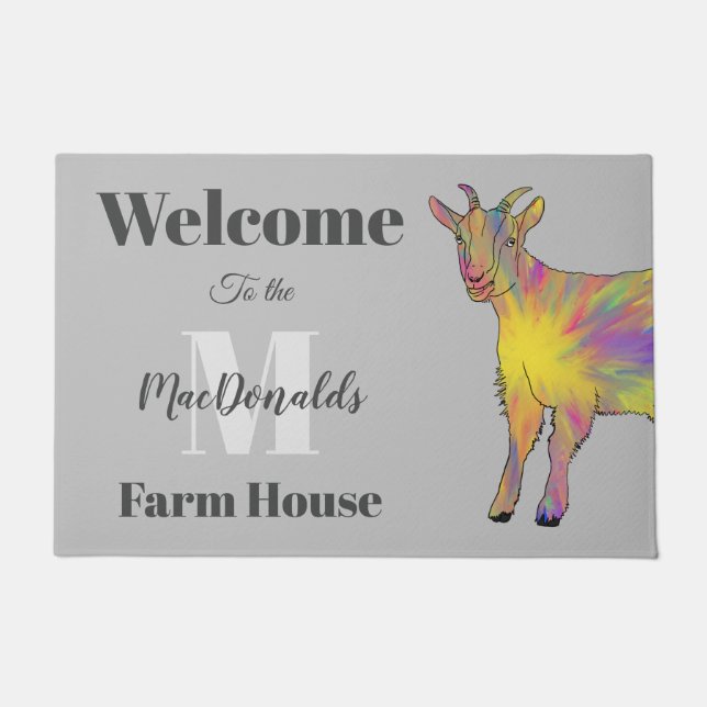 Goat Welcome Family Name Doormat (Front)