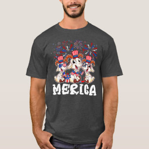 Goat With Fireworks Sunglasses Hat Merica Funny T-Shirt