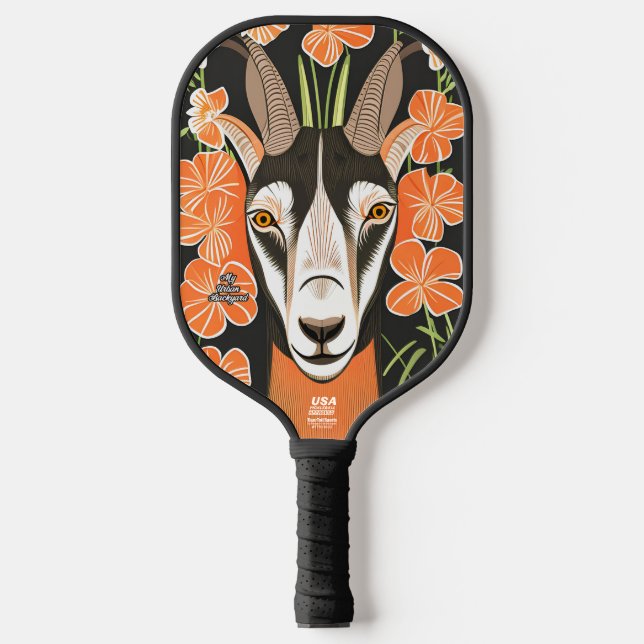 Goat with Flowers Personalized Pickleball Paddle (Front)