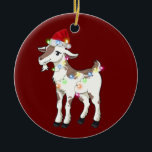 Goat With Hat Scaft Christmas Ceramic Ornament<br><div class="desc">Goat With Hat Scaft Christmas</div>